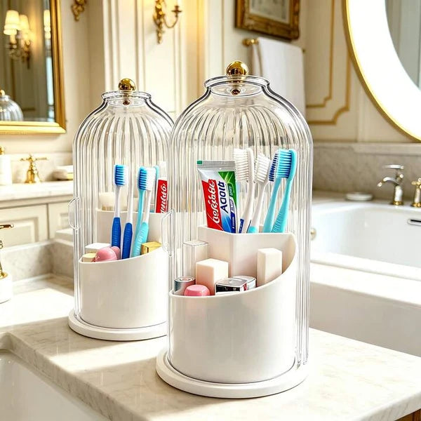 Dust-Proof 360° Luxury Rotating brush Holder | 3-Slot Bathroom Organizer (Premium Quality)
