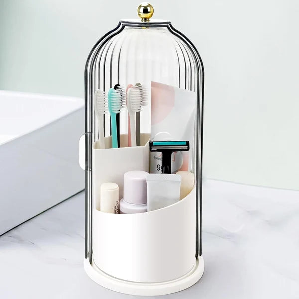 Dust-Proof 360° Luxury Rotating brush Holder | 3-Slot Bathroom Organizer (Premium Quality)