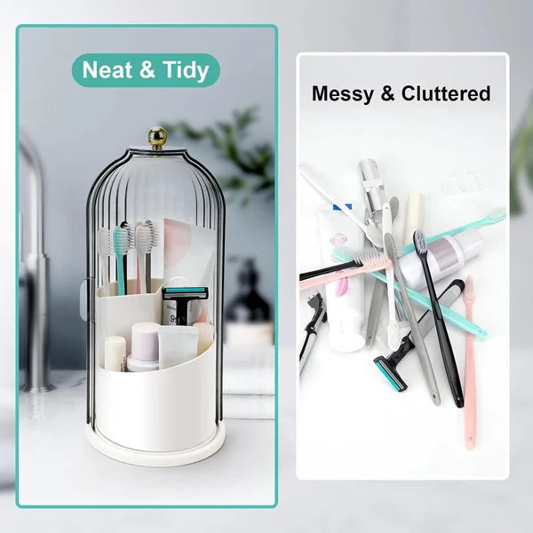 Dust-Proof 360° Luxury Rotating brush Holder | 3-Slot Bathroom Organizer (Premium Quality)