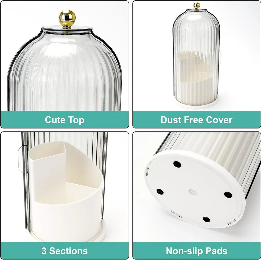 Dust-Proof 360° Luxury Rotating brush Holder | 3-Slot Bathroom Organizer (Premium Quality)